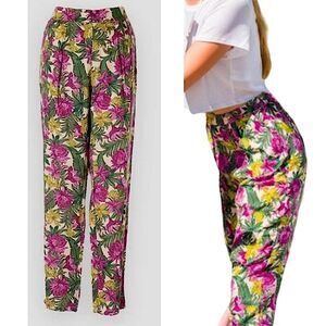 H&M Floral Harlem Pants Size 8 Palm Tropical Summer